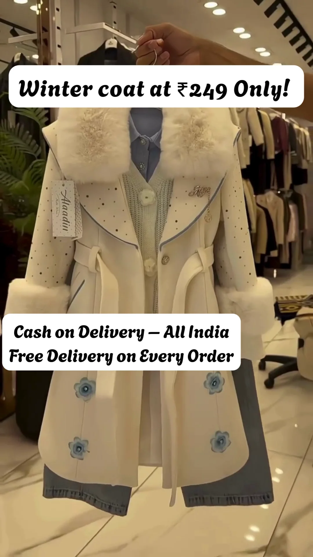 Women's Winter Coat Faux Fur Collar Warm Stylish Casual Wear
